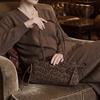Textured Leopard Print Shoulder Bag Polyester Underarm Bag Trendy Handbag  Daily Use