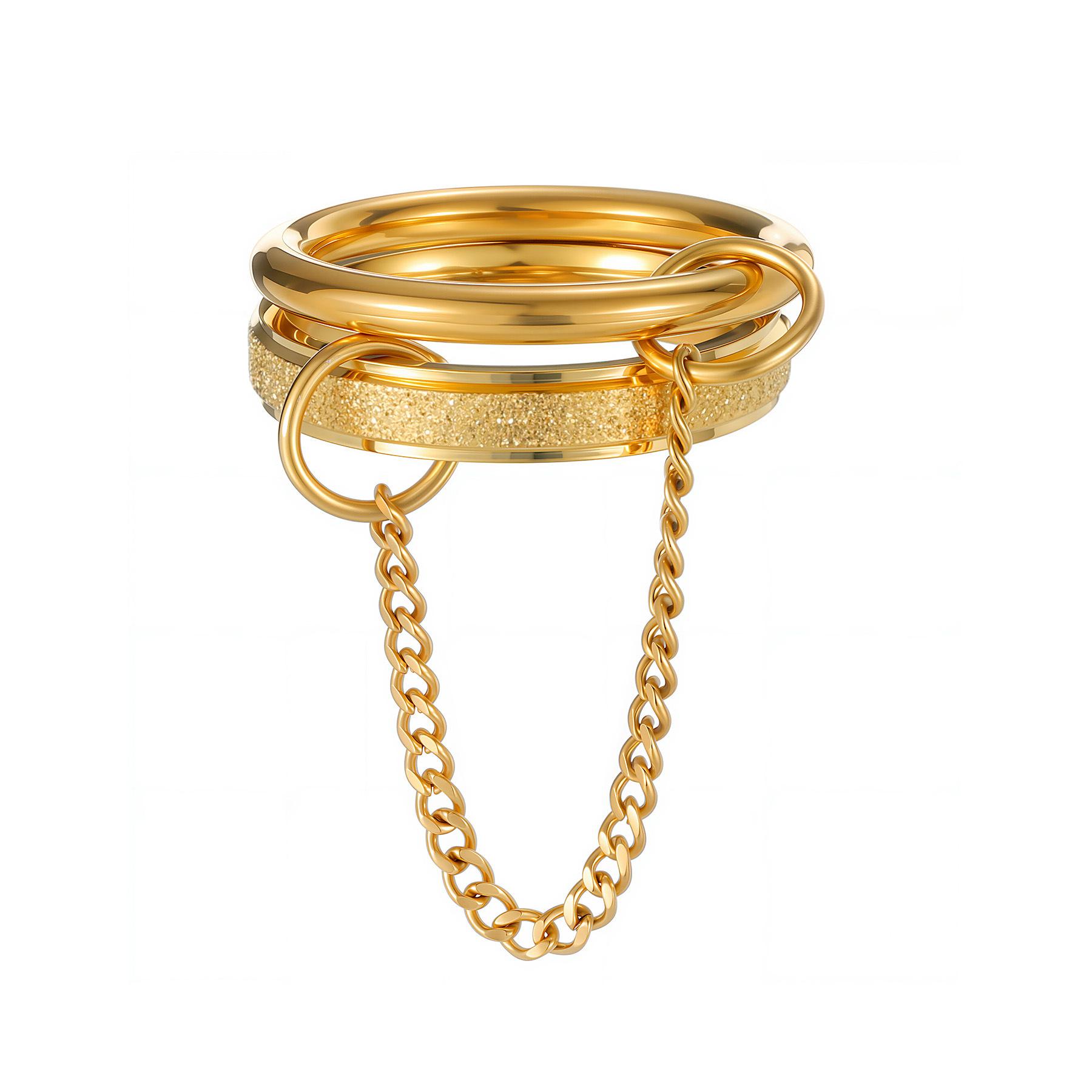 Кольцо-цепочка из нержавеющей стали для женщин – Модное многослойное открытое кольцо, Минималистичные модные украшения 6#