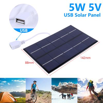 5W 5V Solar Charging Panel Polysilicon USB Solar Panel Charger for 3-5V Battery/Phone Charging for Outdoor Camping