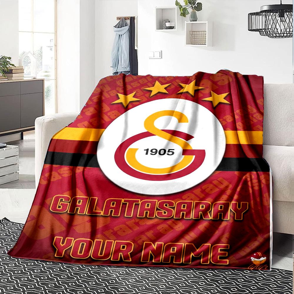 Name Custom Galatasaray Print Flannel Blanket High Quality Warm Comfortable Cover for All Seasons Perfect for Gifts Home Decor