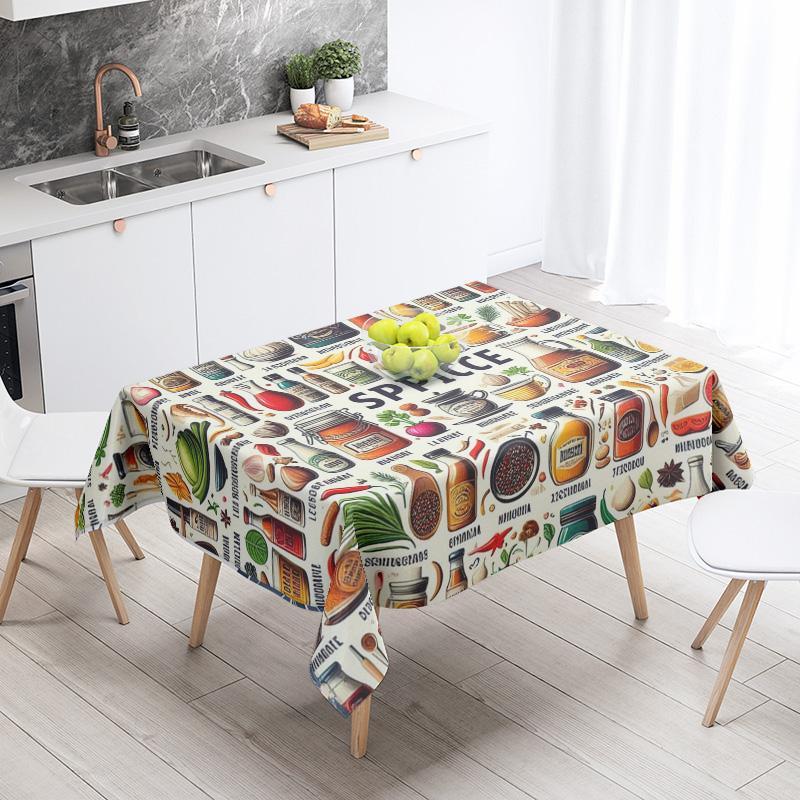 Abstract Art Food Illustration Tablecloth Oil-proof Tablecloth Waterproof Picnic Fabric Nordic Home Decoration