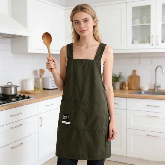 Kitchen Apron Waterproof Cooking Apron with 2 Large Pockets Adjustable Lace-Up Design Oil And Water-Repellent Unisex Apron for Cooking And Outdoor