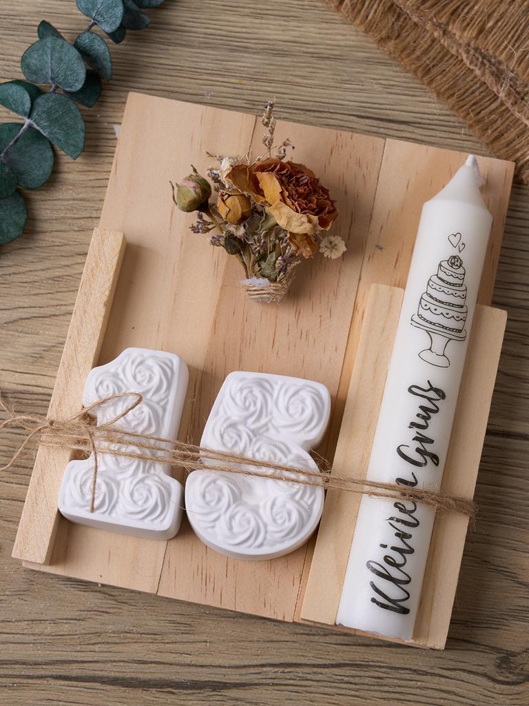 DIY Rosen-Zahlen-Geburtstagskerzen-Ornament Silikonform Handgemachte Duftkerzen Herstellungszubehör Gips-Handwerk Gussformen Geschenke