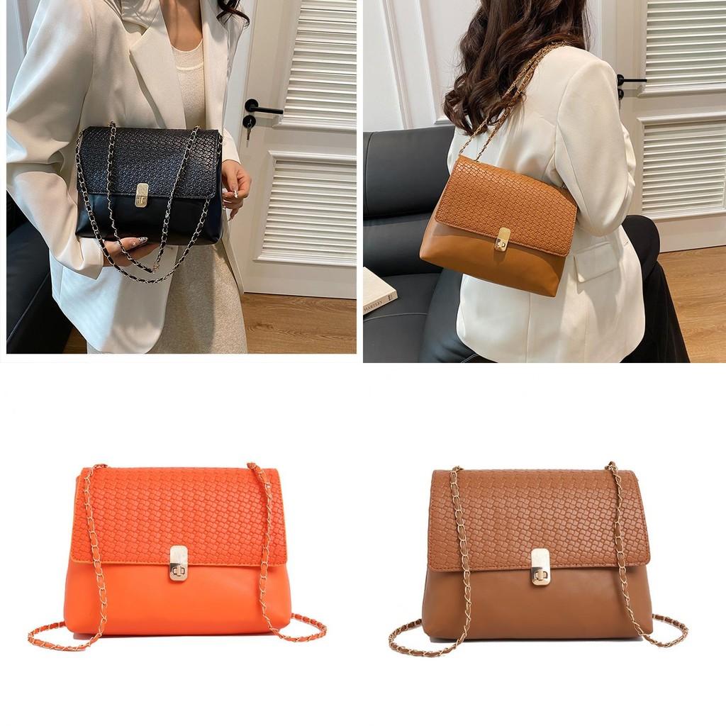 Elegant Pu Leather Medium Sized Woven Square Handbag For Women With Daily Casual Style