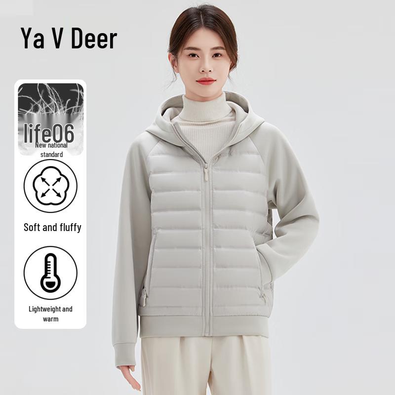 Yalu Women's Lightweight Hooded 90% Duck Down Short Jacket