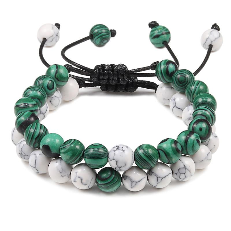 2pcs/set Bead Bracelet Natural Tiger Stone Charm Onyx Beaded Couple Distance Bracelets for Women Men Friend Gift Stretch Jewelry