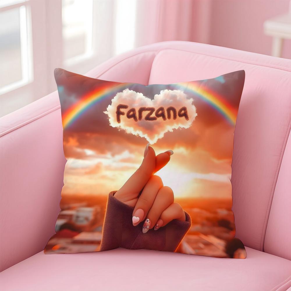 Text image Pattern Floriana Cushion Cover Pillowcase Short Plush Invisible zipper Room Sofa Cushion Cover