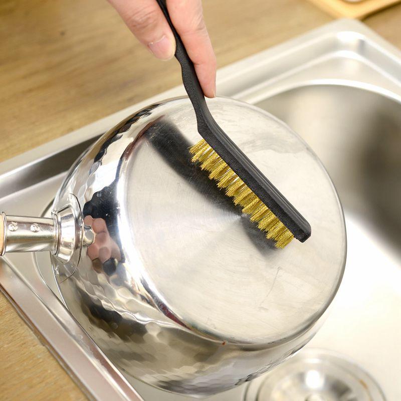 Steel Wire Brush and Brass Wire Brush Gas Stove Cleaning Brushes Kitchen Tool Metal Fiber Brushes Iron Brush Home Cleaning Tools
