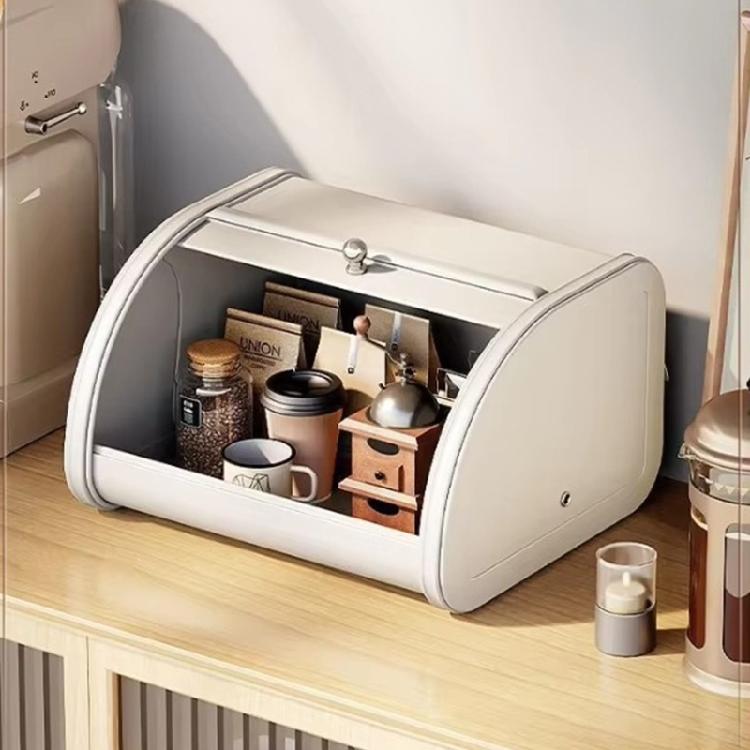 Retro Iron Breads Box with Roll Top Cover Kitchen Decoration Large Capacity Food Safe Storage for Artisanal Loaves