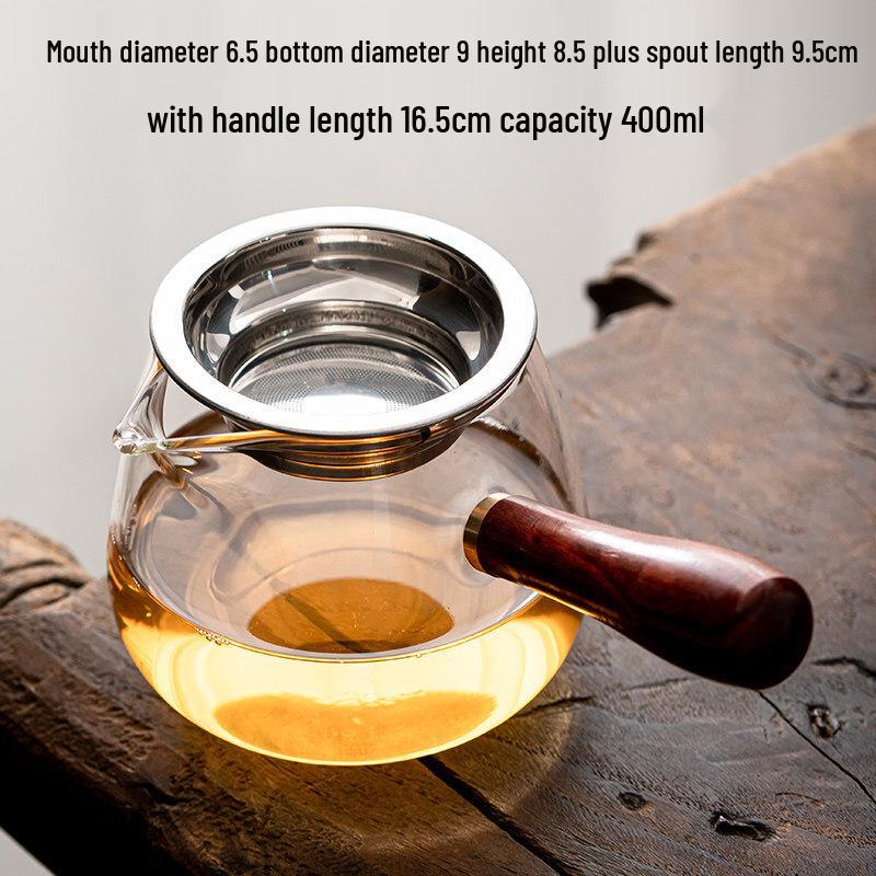 Qiwei Vintage Glass Tea Pitcher with Wooden Handle