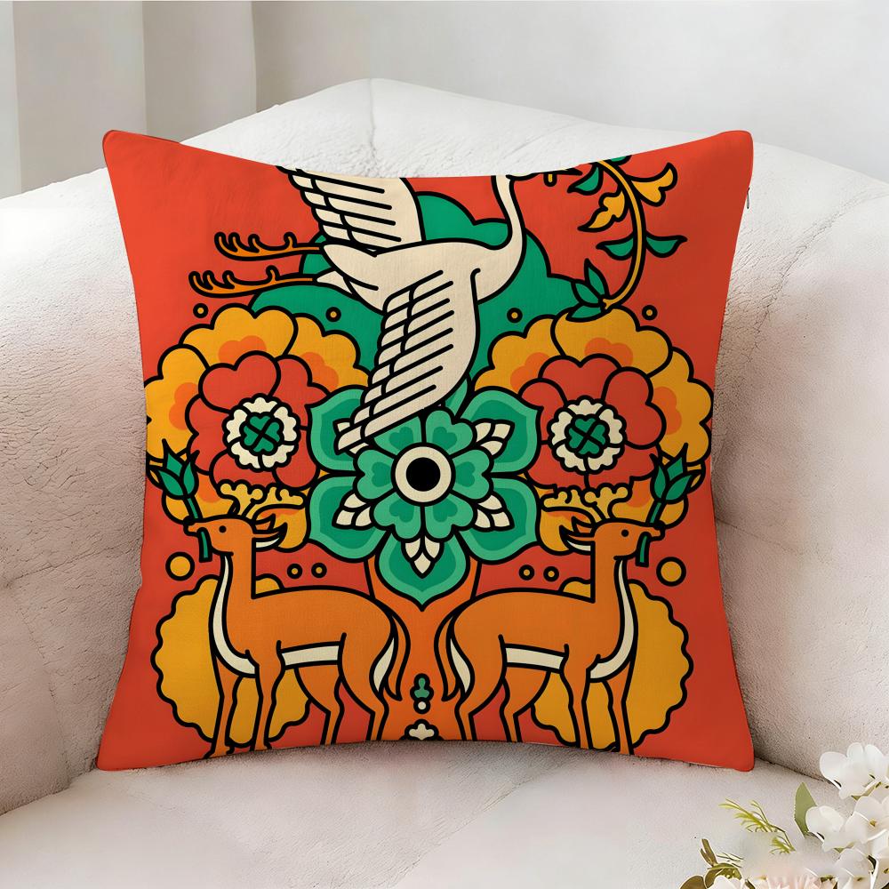 Illustration Of Diagonal Square Art Pillow Case Pillowcase Doublesided Printed Sofa Cushion Bedroom Headboard Pillow