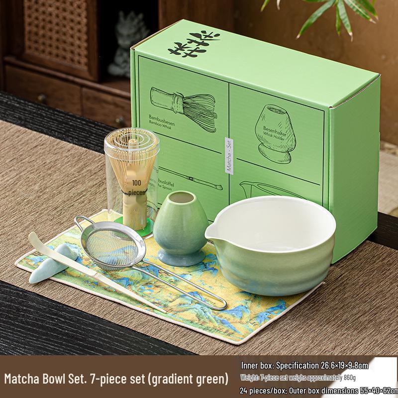 Japanese Ceramic Matcha Bowl & Bamboo Whisk Tea Set - Song Dynasty Tea Ceremony Gift Box