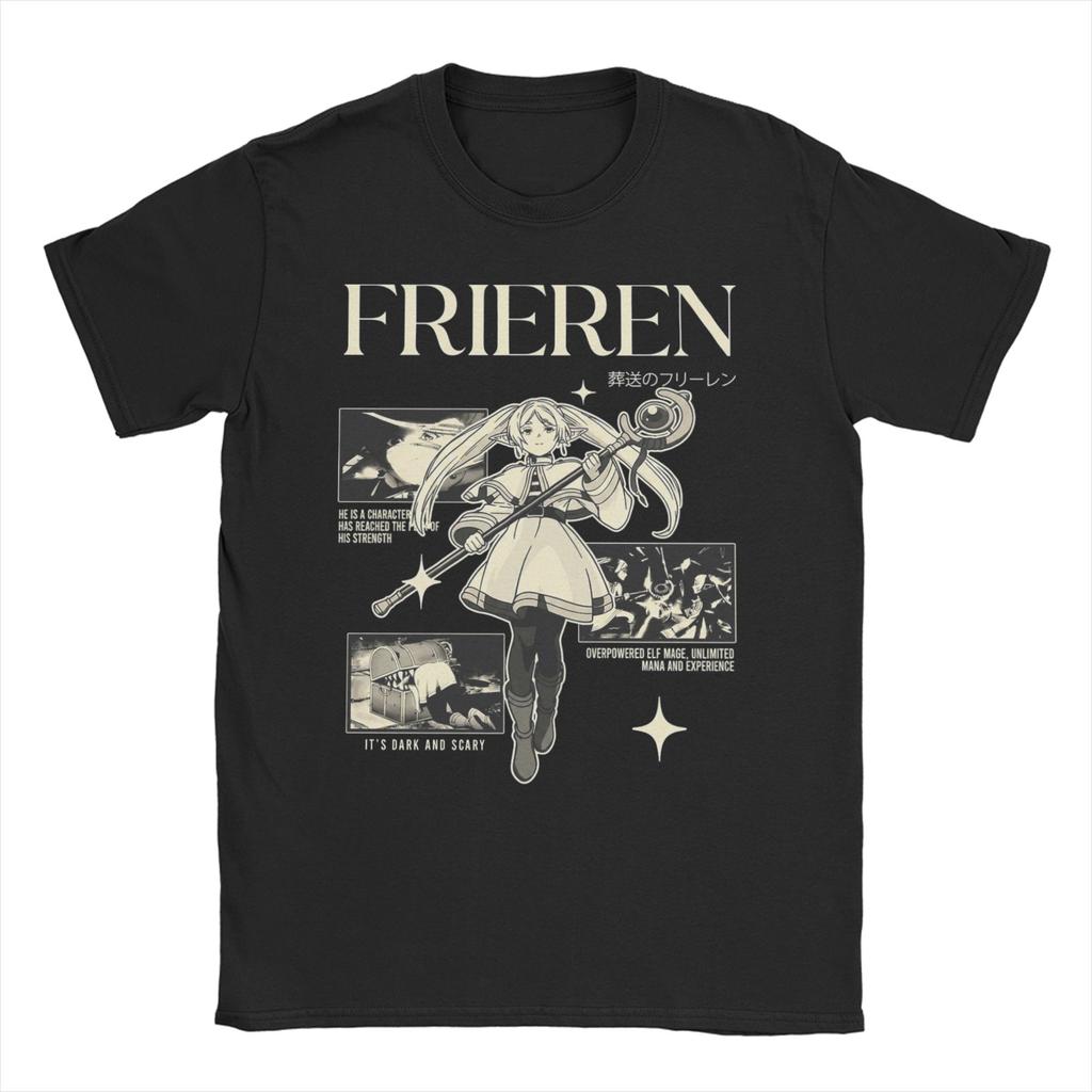 Frieren T Shirt for Unisex Women 100% Cotton Humorous T-Shirt Round Collar  Tees Short Sleeve Clothes 4XL 5XL 6XL