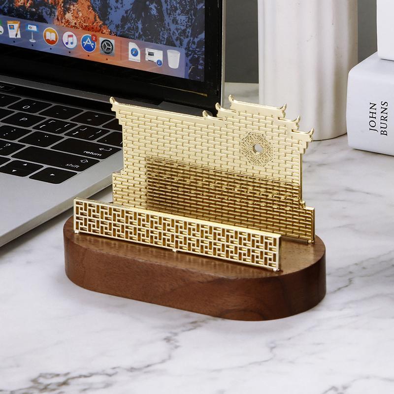 Dřevěný držák na vizitky Kovový organizér Stojan na vystavení na kancelářský stůl Příslušenství na pult s poznámkami Stolní držák na karty Úložný prostor