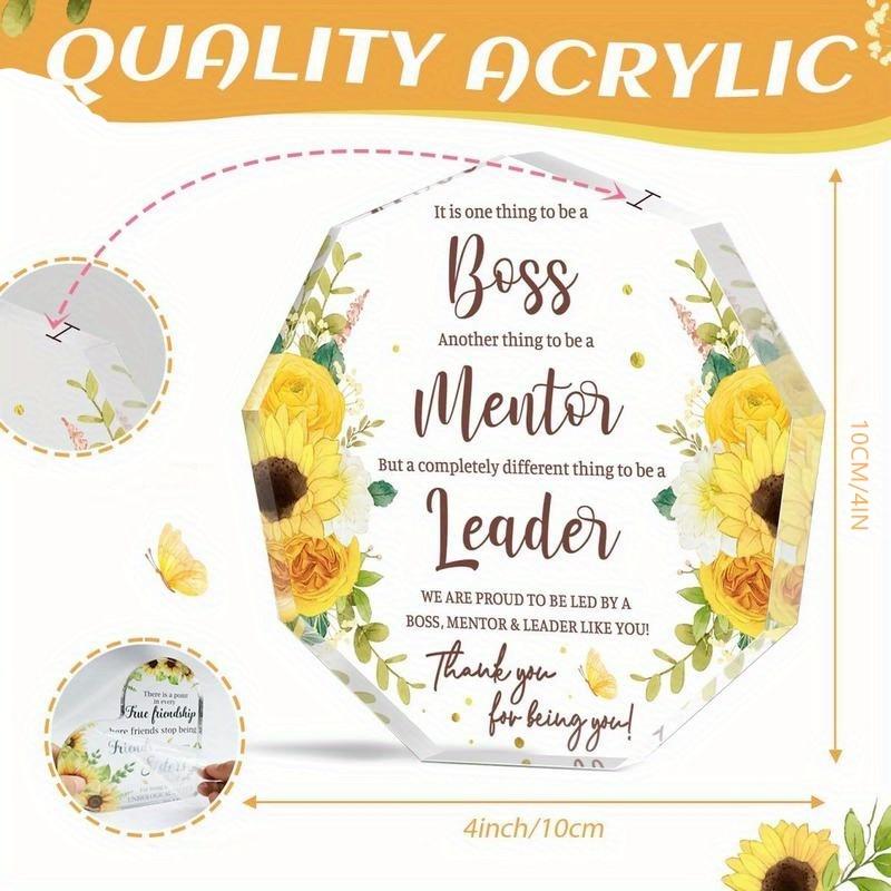 Sunflower Boss Lady Sign - 4x4 Inch Motivational Gift with Photography Utility