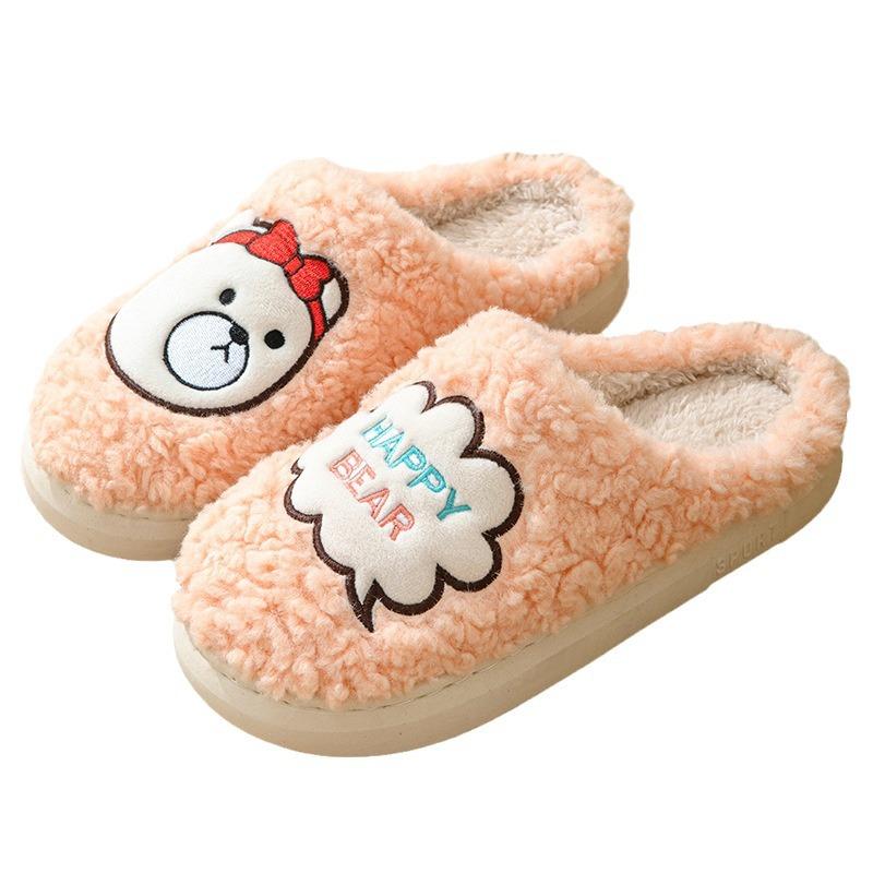 Cotton slippers women's velvet thermal slippers winter cotton drag couple cotton shoes men's thick-soled wool slippers shoes