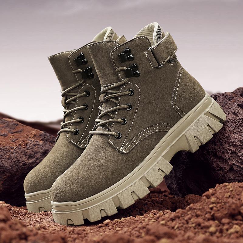 

Men s Genuine Leather Paratrooper Martin Boots - Height-Boosting, Retro Work Style for Autumn and Winter. 43