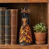 Small Witch Sculptures for Bookshelf Seasonal Figurine Ornament, Handcrafted Resin Statue Halloween Thanksgiving Holiday Party Prop Decorations