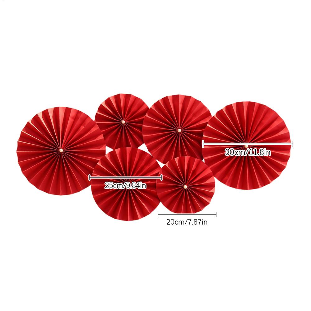 6PCS 2026 Chinese New Year Paper Fan Flower Decoration Living Room Background Wall Layout