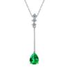 Silvere Glam Korean-style Fashionable Teardrop-shaped Emerald Pendant, A High-end S925 Sterling Silver Collarbone Necklace For Girls