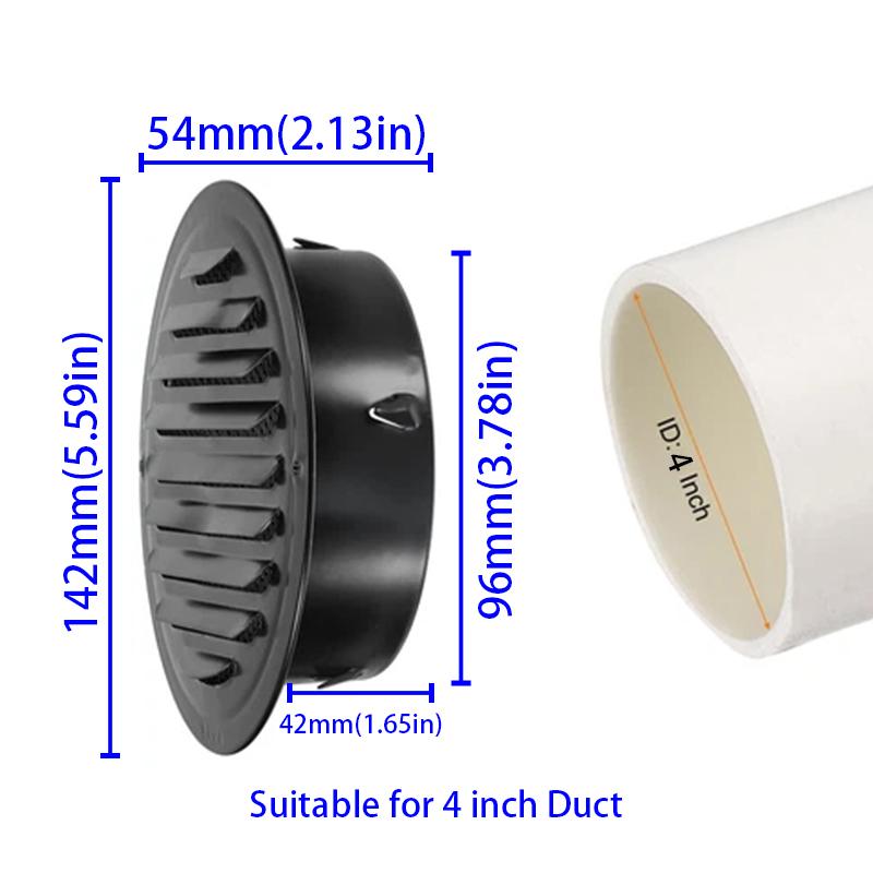 2pcs 70/100/150mm Round Stainless Steel Vent Grille Exterior Wall Duct Ventilation Cover Built-in Mesh Screen Kitchen Bathroom