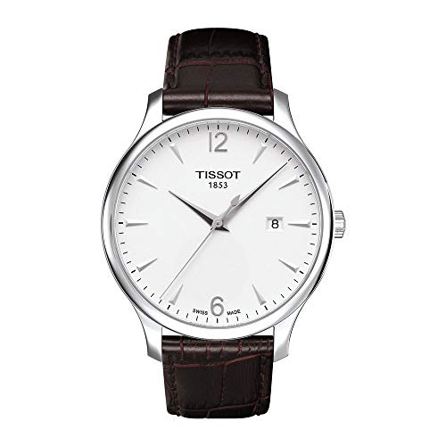 Montre Tissot Tradition Quartz, Cadran Argenté, Bracelet Cuir, Homme, T0636101603700