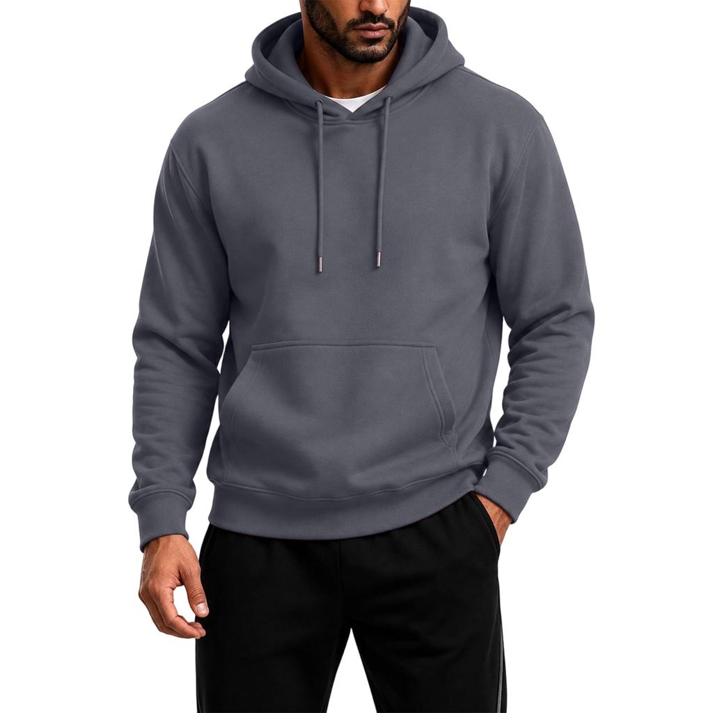 Men's Pullover Hoodie Long Sleeve Color Casual Sweatshirt for Everyday Wear