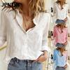 JPNTKY Women's Fashion Casual Solid Color Print Long Sleeve POLO Neck Blouses & Shirts International Design