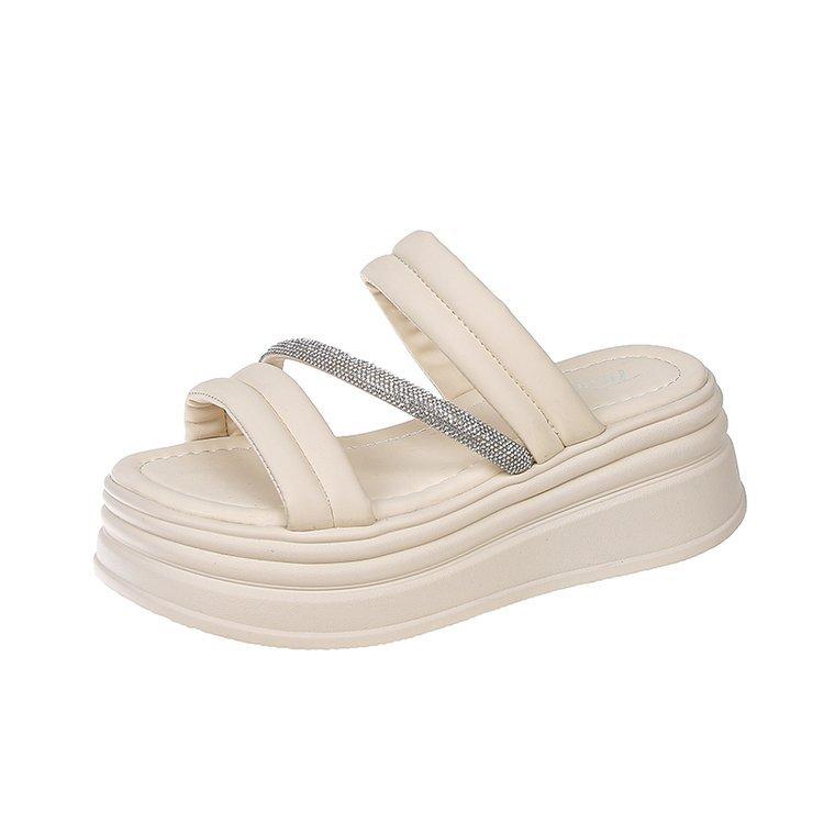 2024 Spring and Summer New Korean Version of Muffin Tide with Cool Slippers High Sense Fashion Thick Bottom Wedge Casual Sandals Women
