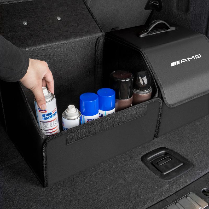 Car Boot Storage Box Leather Storage Organizer Tool Accessories Car Hub Cap For Mercedes Benz AMG W214 W205 W204 W206 W213 W212