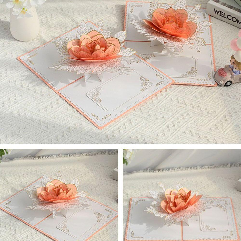 Paper Sculpture 3D Flower Greeting Card Elegant Romantic Wedding Card  Valentines Day