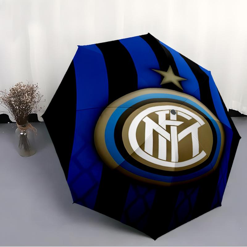 1pc I-Internazionale Milano (8) Umbrella, Sun Protection, And UV Shielding. It Has Eight Sturdy Ribs for Outdoor Use And Perfect As a Holiday Gift