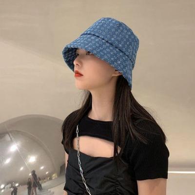 Denim Brushed Bucket Hat Summer Popular Korean Style Trend Women Fisherman Hat Elegant Casual Street Sun Protection Hat
