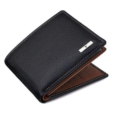 Cartera Kyle de cuero negro/secoya para hombre - Presentada en una caja de madera de primera calidad