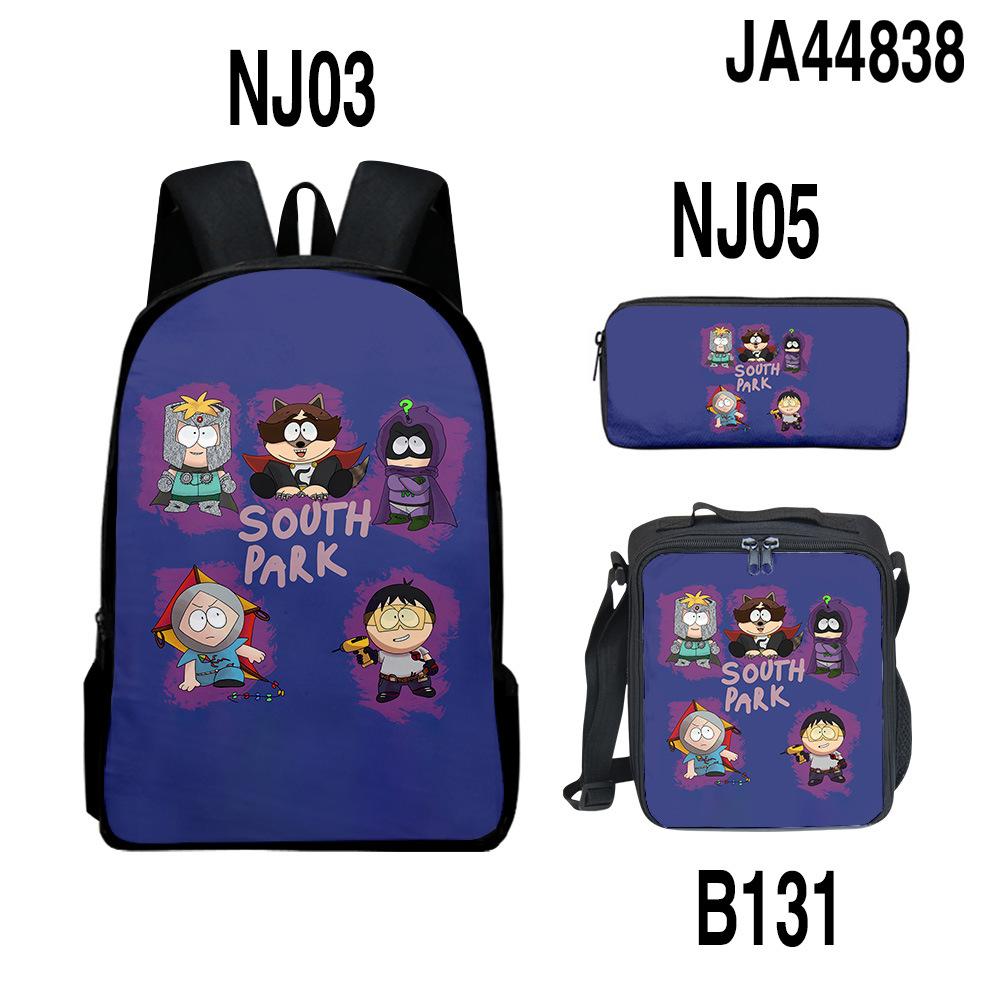 Trendy Popular Novelty SOUTH PARK 3D Printed 3pcs/Set Student School Bags Laptop Daypack Backpack Lunch bag Pencil Case