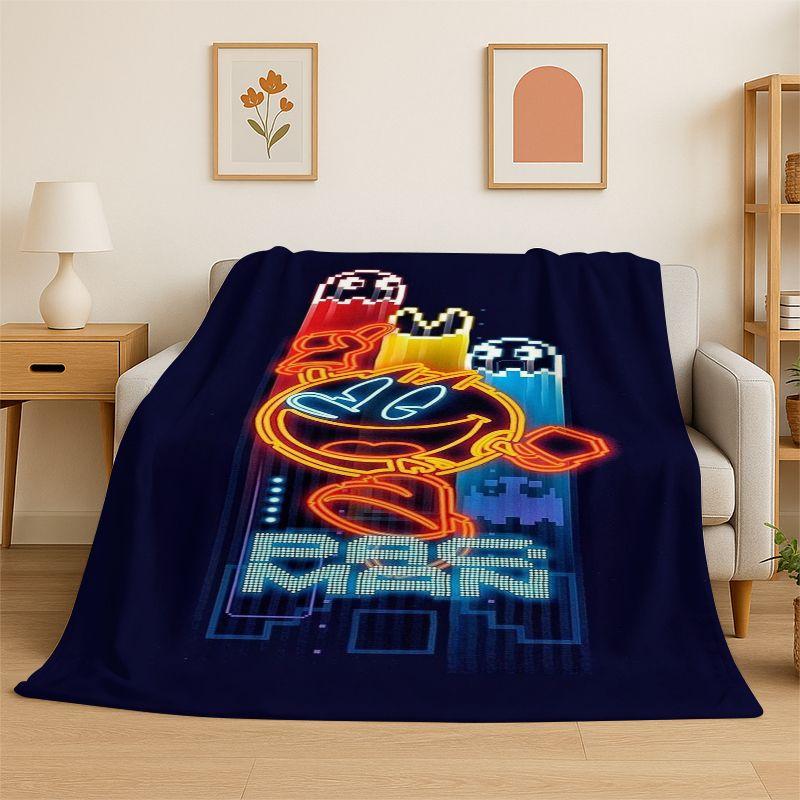 Retro P-Pacman Game Soft Flannel Throw Blanket,Cozy Blanket for Bed,Couch,Sofa,Bedroom,Living Room,Travel,Picnic  Camping