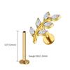 Right Grand ASTM F136 Titanium 16G Marquise CZ Leaves Stud Earring Leaf Shaped Helix Cartilage Conch Flat Back Piercing Jewelry