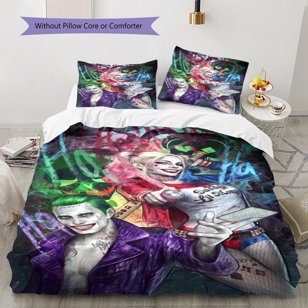 

Clown Couple Pattern Bedding Quilt Set Quilt Cover Pillowcase Home Decoration Gift (1 * duvet cover + 2 * pillowcase, without core) 135x200cm