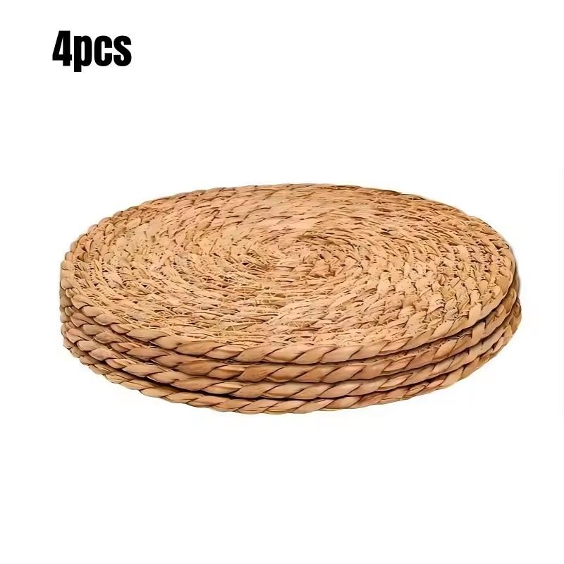 

4/6/8PC Pot Mats Handwoven Rattan Placemats Round Heat Insulation Mats Natural Woven Table Mats For Dining Home Wedding Decor 30x30