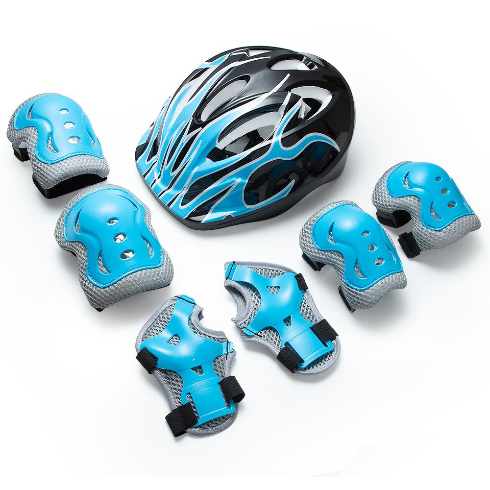 7Pcs Kids Bike Skateboard Helmet Pad Set,Cyling Protective Gear Knee & Elbow Pads Wrist Guards For Bicycle Scooter Roller Skate