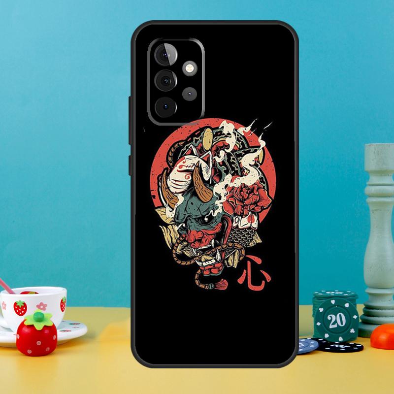 Samurai Oni Mask Case For Samsung Galaxy A25 A54 A34 A14 A52 A32 A12 A13 A33 A53 A15 A16 A36 A56 A26 A05 A35 A55