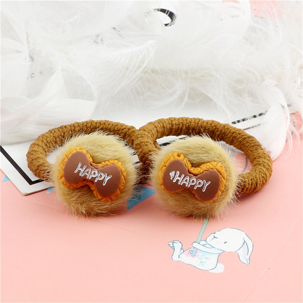 2PCS Sweet Colorful Hair Bands for Kids Girls Furry Fruits Bowknot Heart Winter Hair Ties Elastic Headband Hair Accessories Gift
