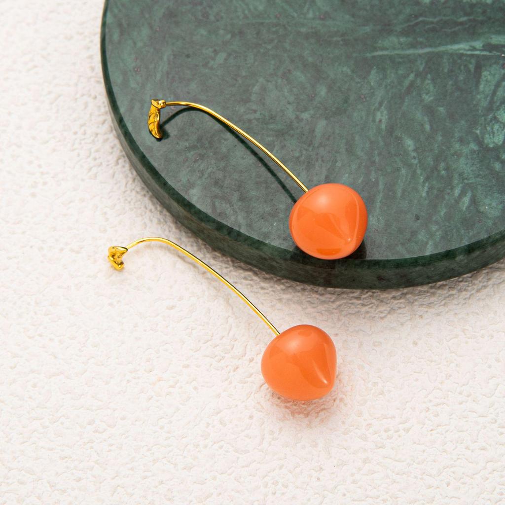 18K Gold-Plated Fruit & Vegetable Earrings: European & American INS-Inspired Fresh Design