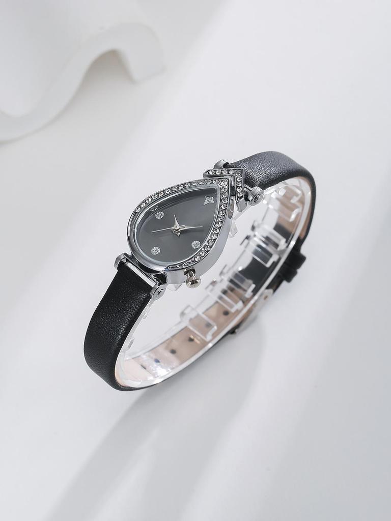 Damen-Quarz-Armbanduhr mit Strasssteinen in Tropfenform - Kreatives, vielseitiges, lässiges Design mit persönlichem Armband
