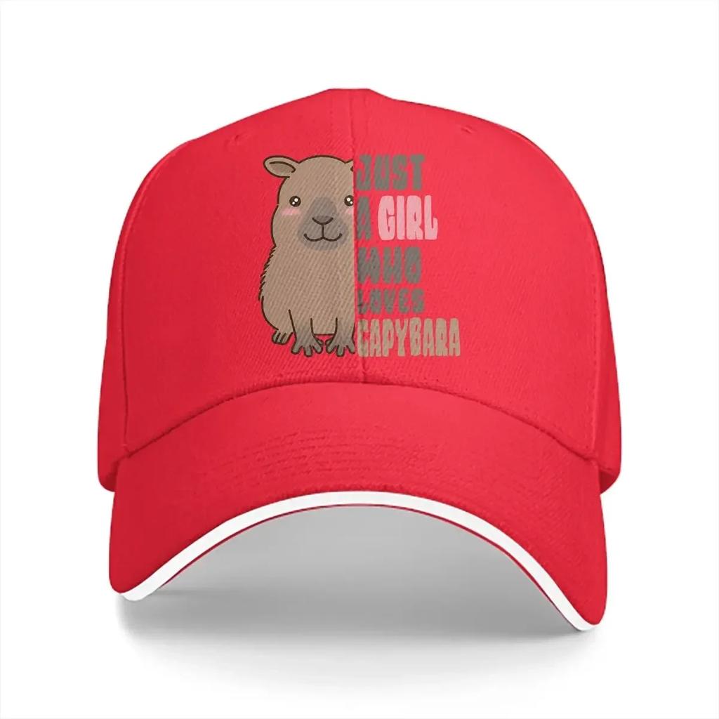 Washed Men's Baseball Cap Just A Girl Who Loves Capybara Trucker Snapback Caps Dad Hat Capybara Animal Golf Hats