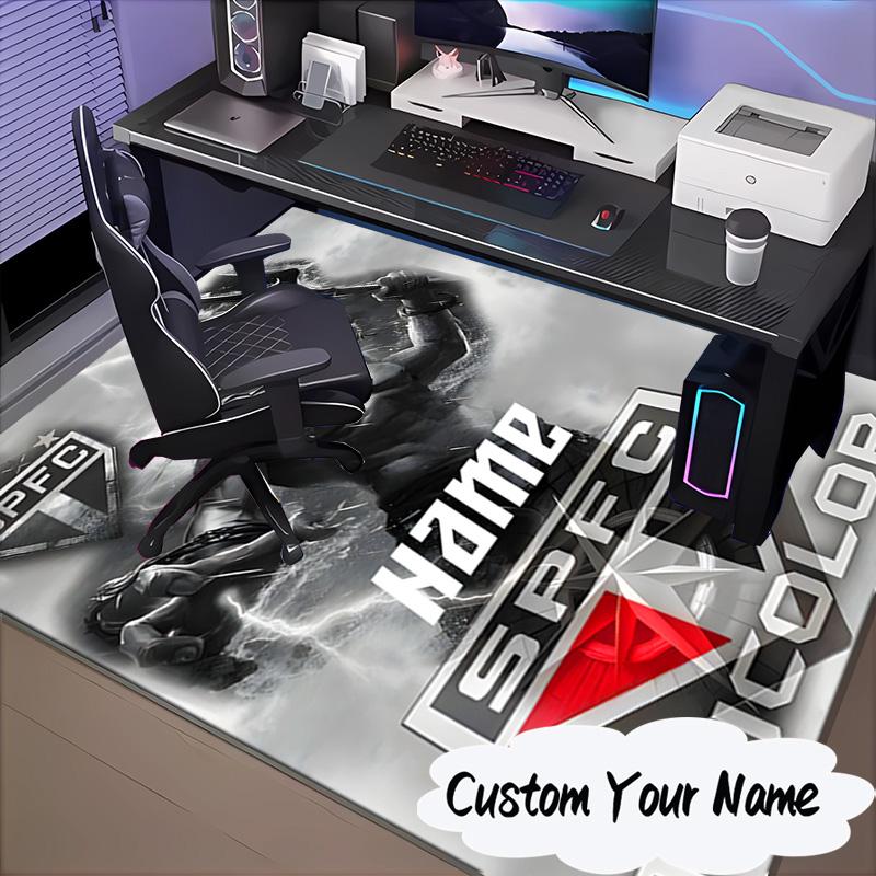 Custom Name SPFC Thunder God Rug for Living Room, Game Rooms, Office, Bedroom, Floor Mat Playful Design, Fan Gifts Christmas Decor