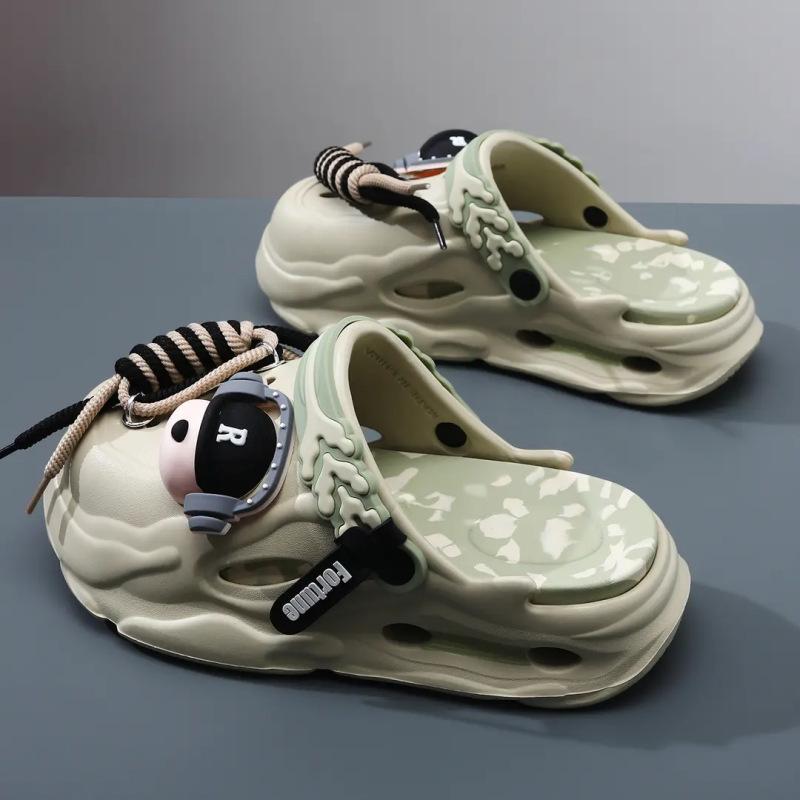 

Couple Summer Thick-soled Hole Shoes Non-slip Bag Head Slipper Breathable Cartoon Mens Womens Beach Outdoor Sports Beach Sandals 36-37