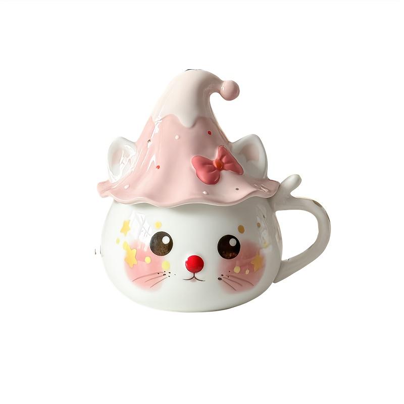 1pc Cute Cat Ceramic Mug with Lid, Handmade Multipurpose Coffee Cup, Insulated, Reusable Milk Cup, with Hand Wash Only, Ideal Gift for Christmas
