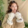 Gloves Winter Girl Cute Girl Student Cute Rabbit Flip Cover Dew Finger Writing Plush Fleece Cold Proof Antifreeze Warm
