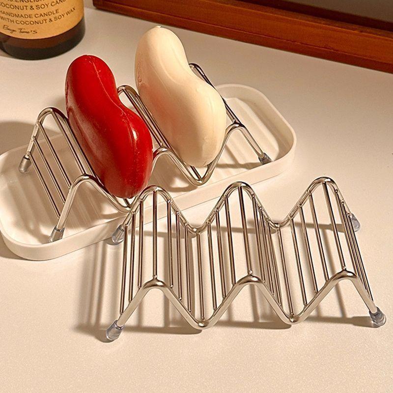 Stainless Steel Soap Box Creative Wave Shaped Soap Box Toilet Soap Storage Drain Rack Household Bathroom Storage Rack Soap Box